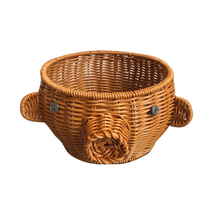 سلة فواكه من خوص الروطان بتصميم لطيف، أوعية فواكه، صينية خضروات، سلة وجبات خفيفة، منظم ديكور منزلي على شكل حيوان جديد، مصنوعة يدويًا